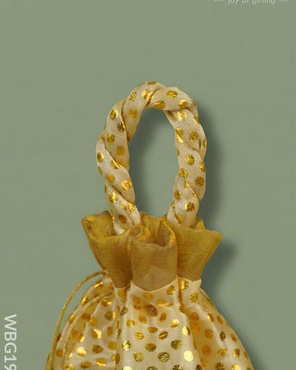 Potli Bag with Polka Dots - 8x7 inch - WBG1986 - Potli Bags