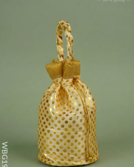 Potli Bag with Polka Dots - 8x7 inch - WBG1986 - Potli Bags
