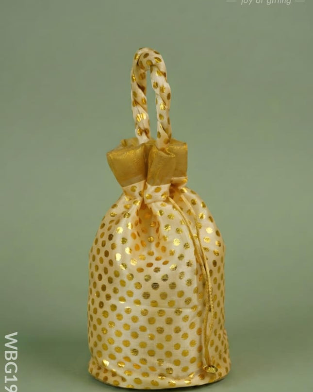 Potli Bag with Polka Dots - 8x7 inch - WBG1986 - Potli Bags