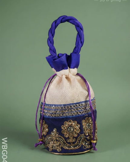 Potli Bag with Velvet Floral Embroidery Lace - WBG0420 - Potli Bags