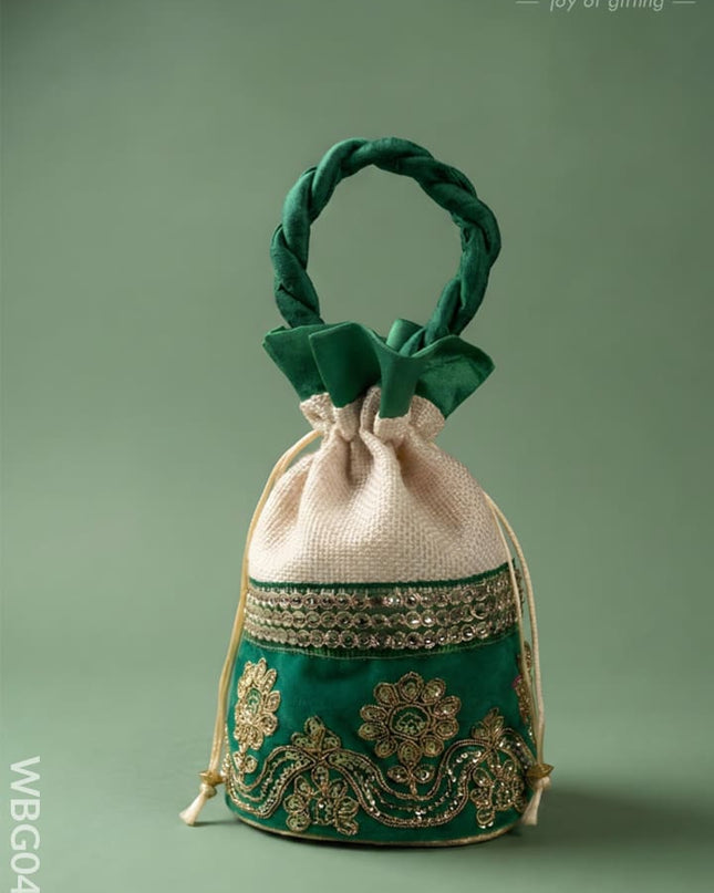 Potli Bag with Velvet Floral Embroidery Lace - WBG0420 - Potli Bags