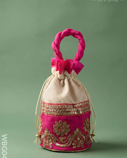 Potli Bag with Velvet Floral Embroidery Lace - WBG0420 - Potli Bags