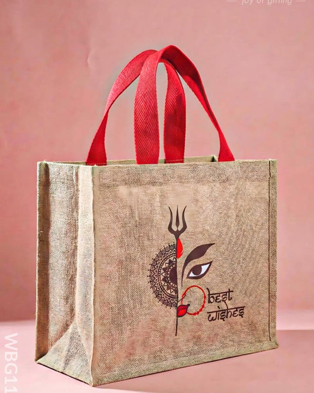 Printed Durga Face Juco Bag - WBG1160 - Cloth Bags