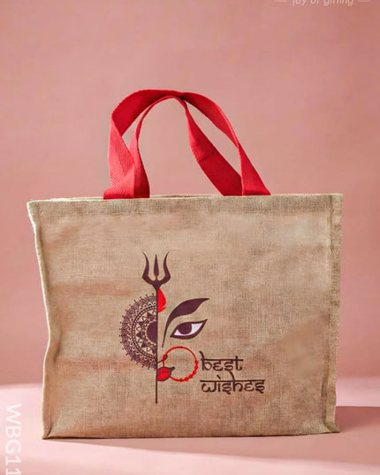 Printed Durga Face Juco Bag - WBG1160 - Cloth Bags