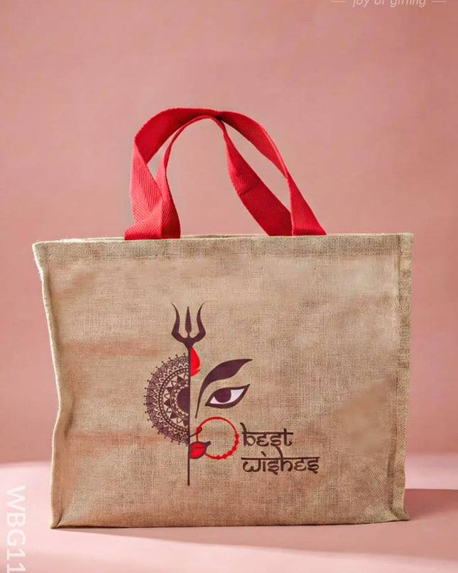 Printed Durga Face Juco Bag - WBG1160 - Cloth Bags