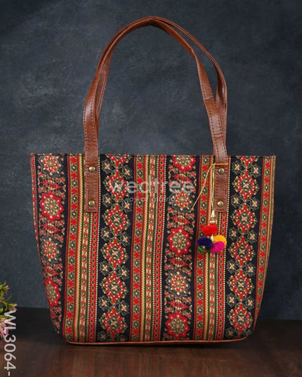 Printed Fabric Hand Bag With Leather Base - Wl3064 8 Regular Handbags