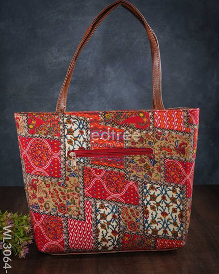 Printed Fabric Hand Bag With Leather Base - Wl3064 Regular Handbags