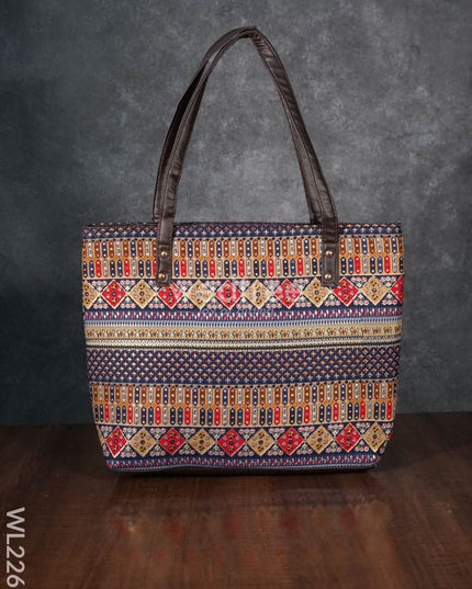 Printed Fabric Handbag - Leather Base Wl2269 Regular Handbags