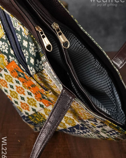 Printed Fabric Handbag - Leather Base Wl2269 Regular Handbags
