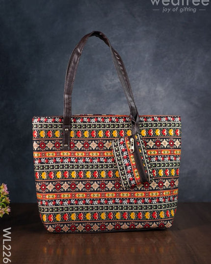 Printed Fabric Handbag - Leather Base Wl2269 Regular Handbags
