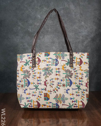 Printed Fabric Handbag - Leather Base Wl2269 Regular Handbags