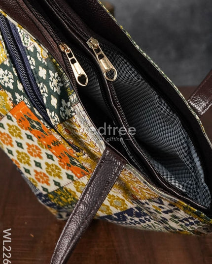 Printed Fabric Handbag - Leather Base Wl2269 Regular Handbags