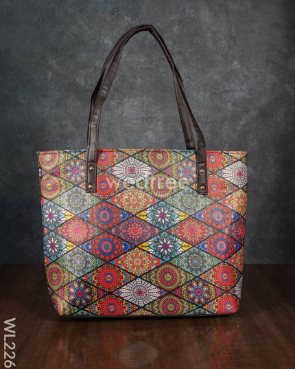 Printed Fabric Handbag - Leather Base Wl2269 Regular Handbags