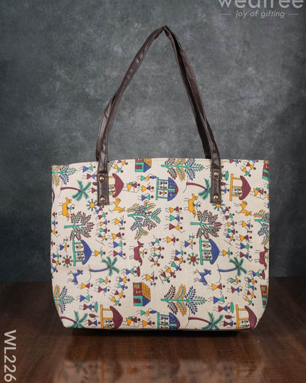 Printed Fabric Handbag - Leather Base Wl2269 Regular Handbags