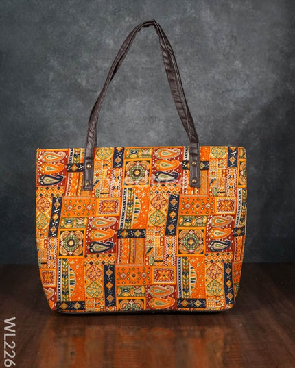 Printed Fabric Handbag - Leather Base Wl2269 Regular Handbags