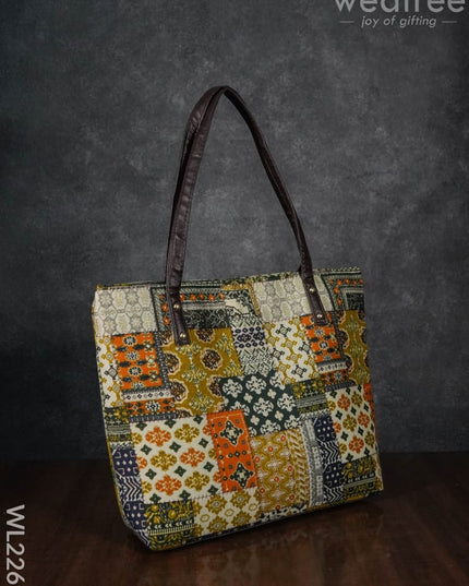 Printed Fabric Handbag - Leather Base Wl2269 Regular Handbags