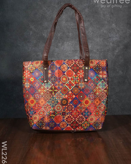 Printed Fabric Handbag - Leather Base Wl2269 Regular Handbags