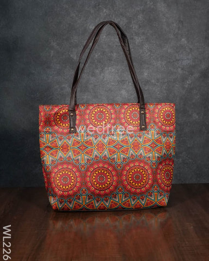 Printed Fabric Handbag - Leather Base Wl2269 Regular Handbags