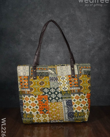 Printed Fabric Handbag - Leather Base Wl2269 Regular Handbags