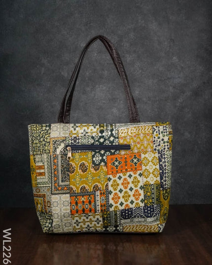 Printed Fabric Handbag - Leather Base Wl2269 Regular Handbags
