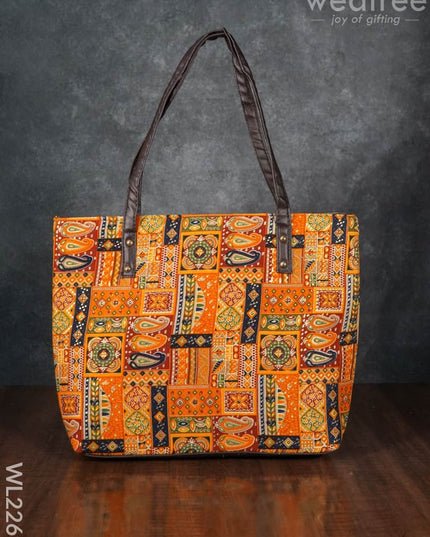 Printed Fabric Handbag - Leather Base Wl2269 Regular Handbags