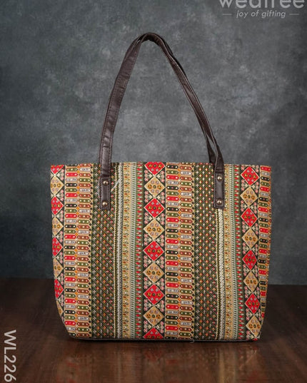 Printed Fabric Handbag - Leather Base Wl2269 Regular Handbags