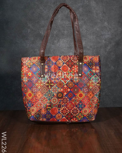 Printed Fabric Handbag - Leather Base Wl2269 Regular Handbags