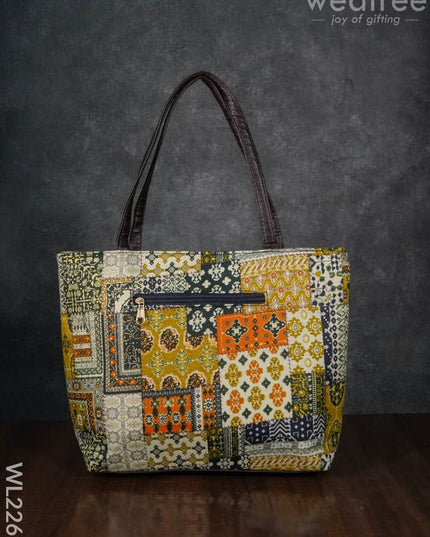 Printed Fabric Handbag - Leather Base Wl2269 Regular Handbags