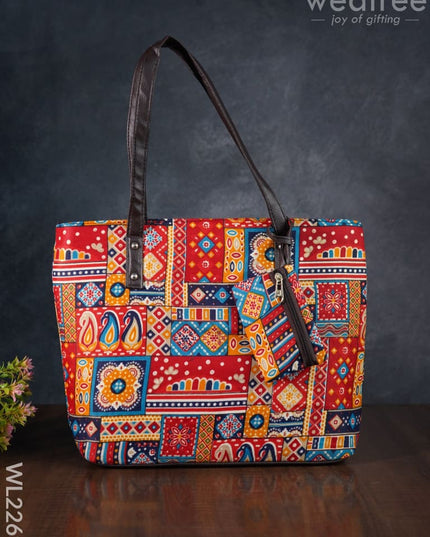Printed Fabric Handbag - Leather Base Wl2269 Regular Handbags