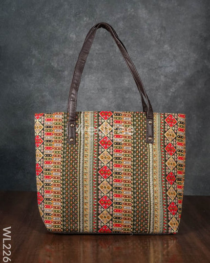 Printed Fabric Handbag - Leather Base Wl2269 Regular Handbags