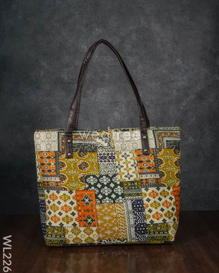 Printed Fabric Handbag - Leather Base Wl2269 Regular Handbags