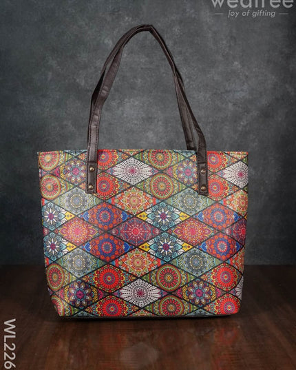 Printed Fabric Handbag - Leather Base Wl2269 Regular Handbags