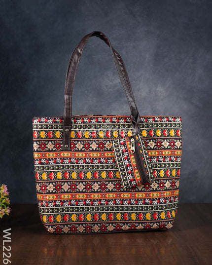 Printed Fabric Handbag - Leather Base Wl2269 Regular Handbags