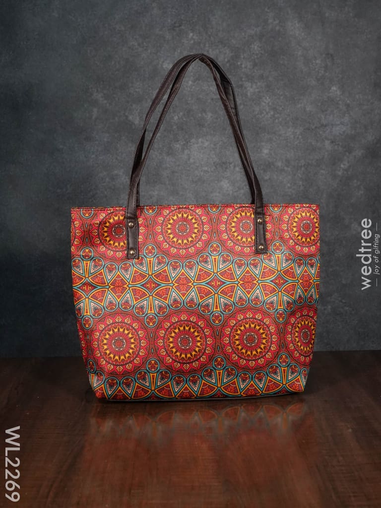 Printed Fabric Handbag - Leather Base Wl2269 Regular Handbags