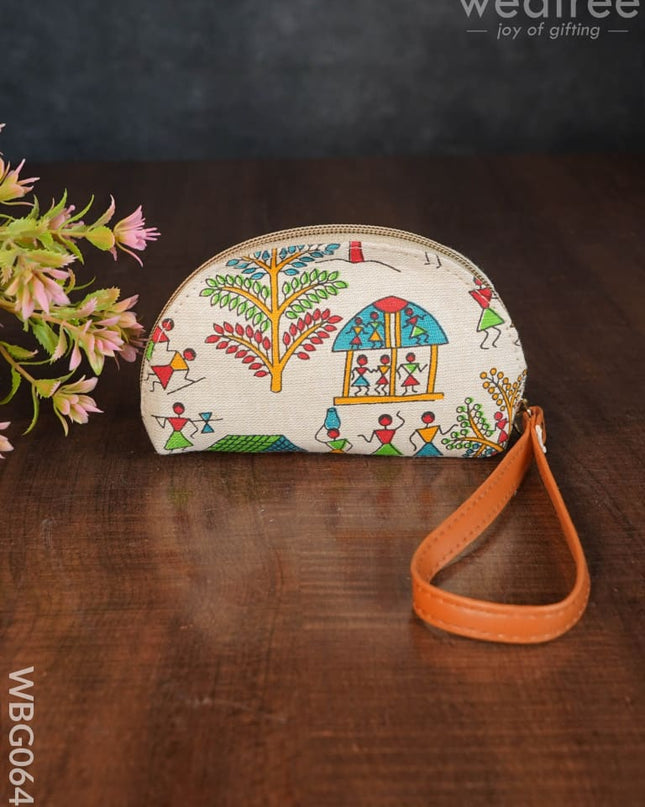 Printed Fabric Ikkat Hand Pouch - Wbg0642 Clutches & Purses