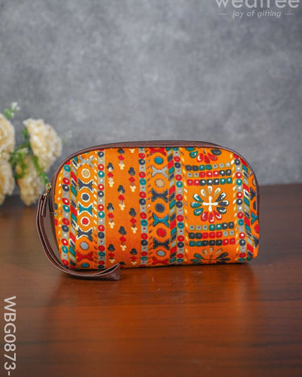 Printed Fabric Purse - Wbg0873 Brown Colour Handle Clutches & Purses