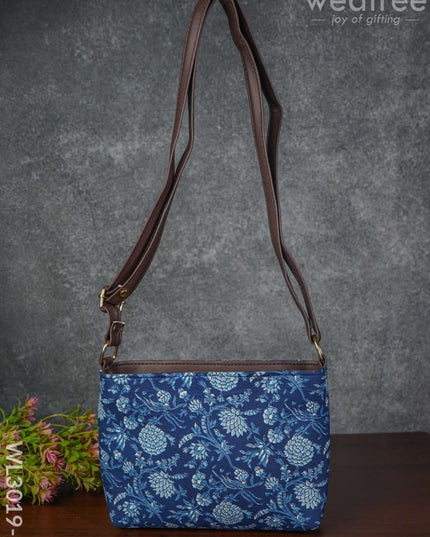 Printed Fabric Sling Bag With Faux Leather Handle - Wl3019-2 Bags