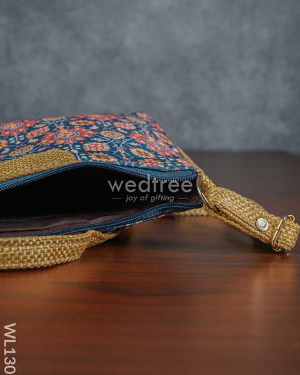 Printed Fabric Sling Bag With Jute Handle - Wl1307 Bags