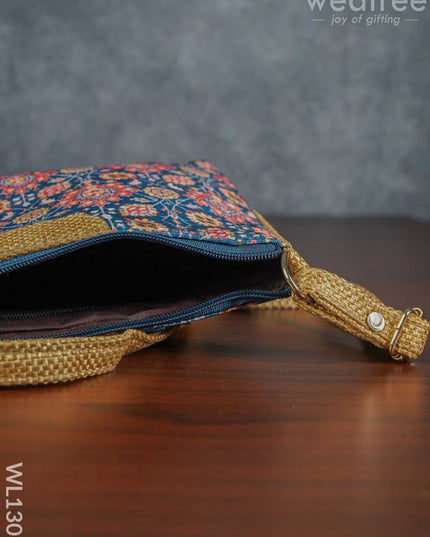 Printed Fabric Sling Bag With Jute Handle - Wl1307 Bags