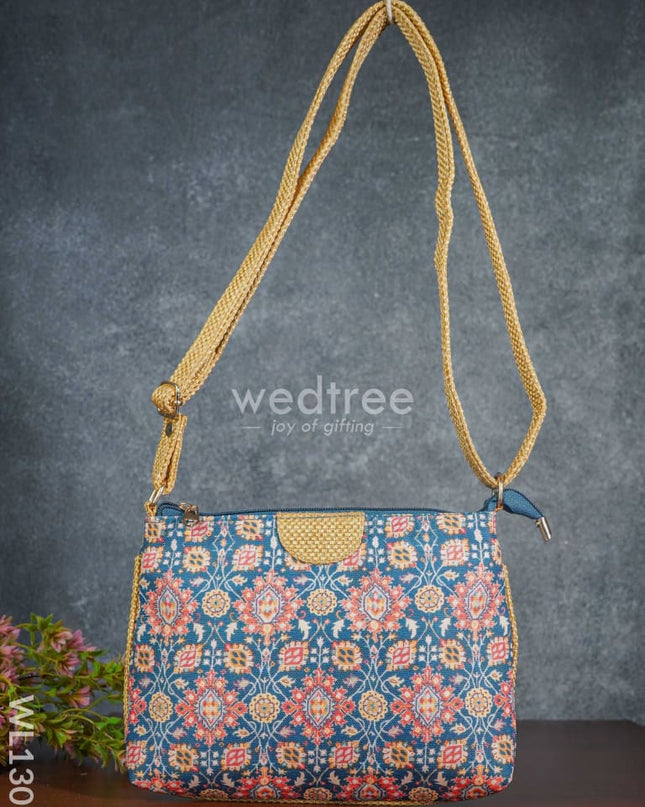 Printed Fabric Sling Bag With Jute Handle - Wl1307 Bags