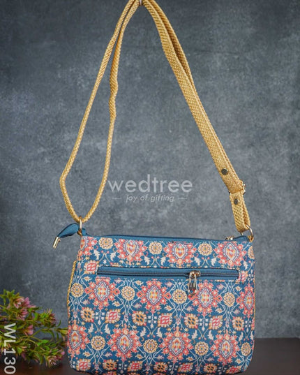 Printed Fabric Sling Bag With Jute Handle - Wl1307 Bags