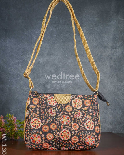 Printed Fabric Sling Bag With Jute Handle - Wl1307 Bags