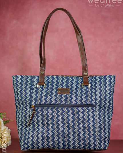 Printed Hand Bag With Faux Leather Handles & Base - Wl3024 Regular Handbags