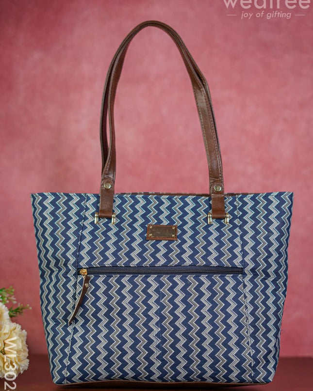 Printed Hand Bag With Faux Leather Handles & Base - Wl3024 Regular Handbags