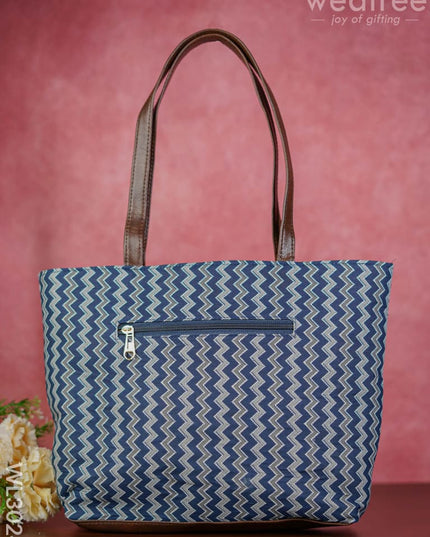 Printed Hand Bag With Faux Leather Handles & Base - Wl3024 Regular Handbags