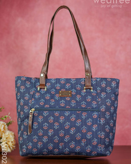 Printed Hand Bag With Faux Leather Handles & Base - Wl3024 Regular Handbags