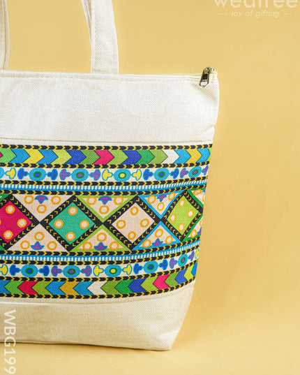 Printed Jute Bag - 13x11 inch - WBG1994 - Hand Bags
