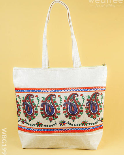 Printed Jute Bag - 13x11 inch - WBG1994 - Hand Bags