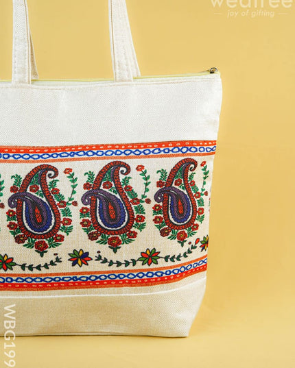 Printed Jute Bag - 13x11 inch - WBG1994 - Hand Bags