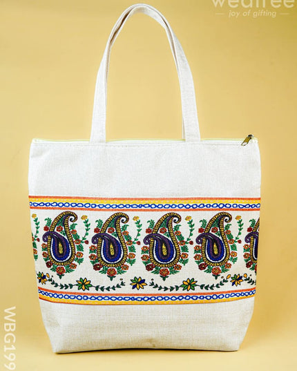 Printed Jute Bag - 13x11 inch - WBG1994 - Hand Bags